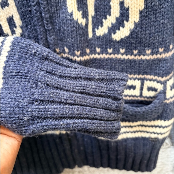 TNA/Aritzia | "Sea To Sky" Lambswool Deer Knit Zip Sweater - Women's S/M, Blue - Picture 4 of 7